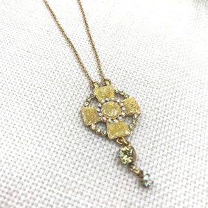 😍 Goldtone Enamel Cross Dangle Crystal Necklace